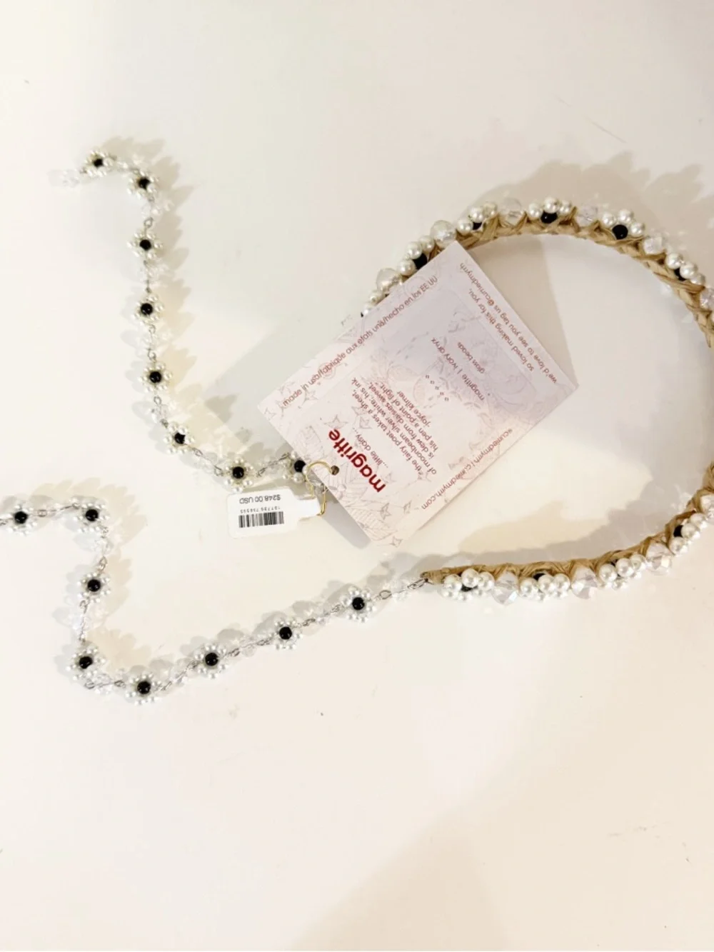 Free People x Curried Myrrh Magritte Pearl Maisie Dangle Beaded Headband NEW - Picture 8 of 8